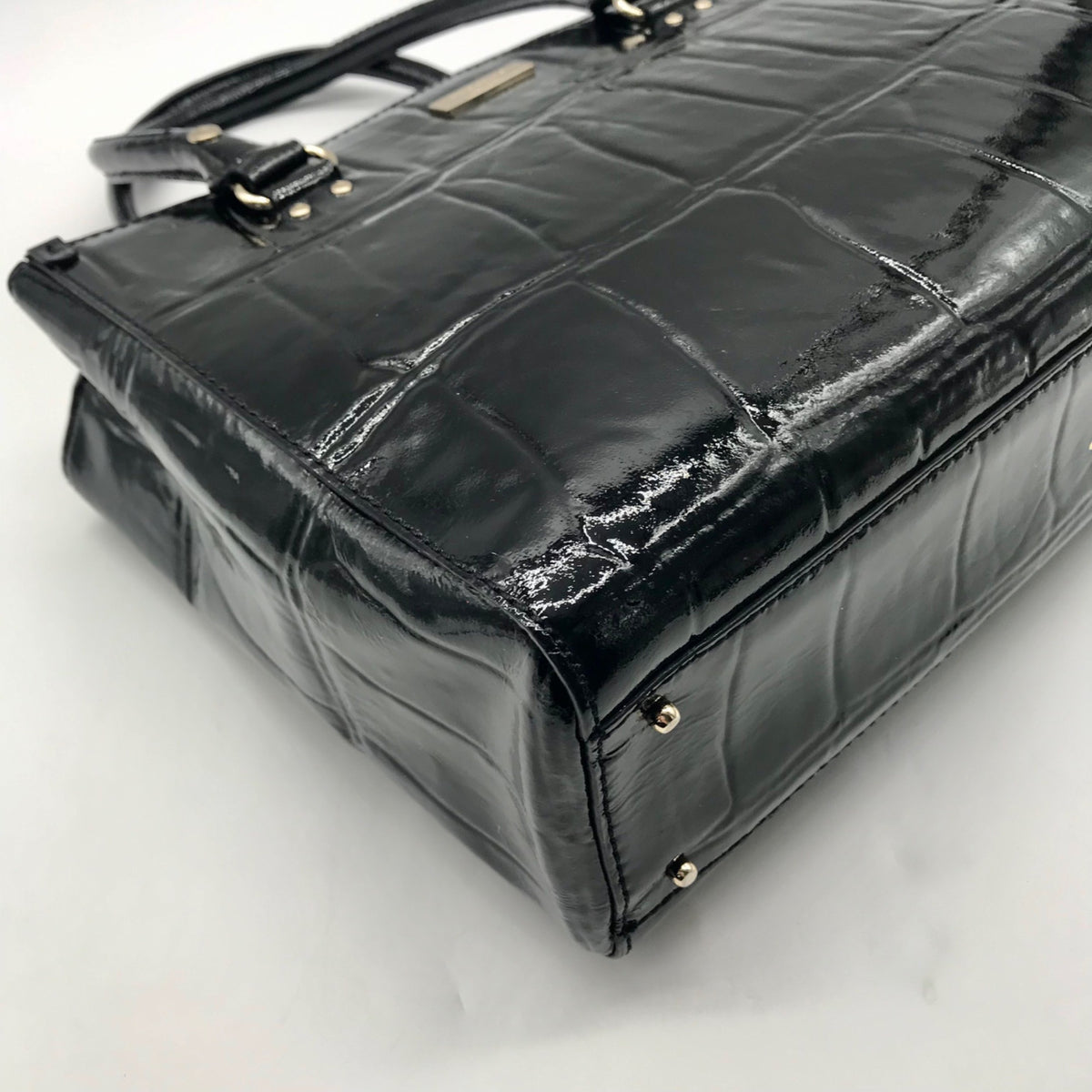 Kate Spade Black Crock-Embossed Patent Leather Shoulder Bag