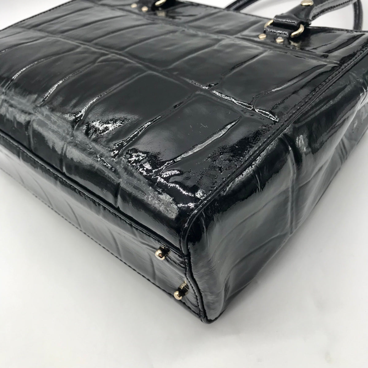 Kate Spade Black Crock-Embossed Patent Leather Shoulder Bag