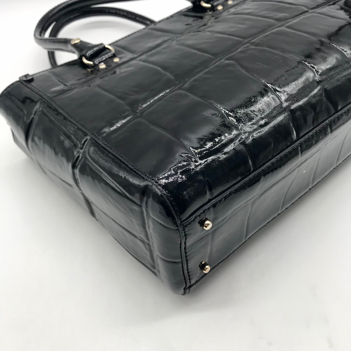 Kate Spade Black Crock-Embossed Patent Leather Shoulder Bag
