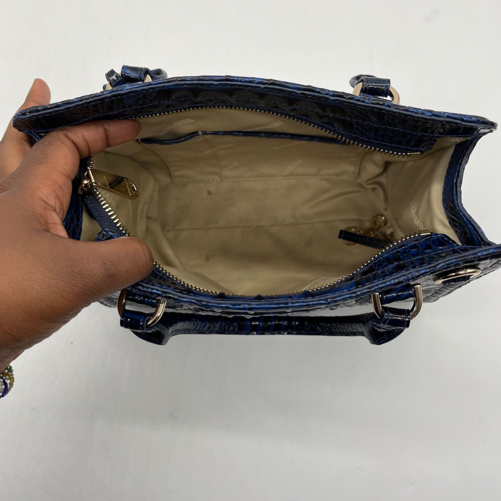Brahmin Blue Leather Caim Melbourn Satchel bag