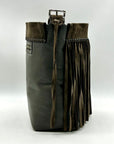 Coach Grey Leather And Suede Fringe Shoulder Bag