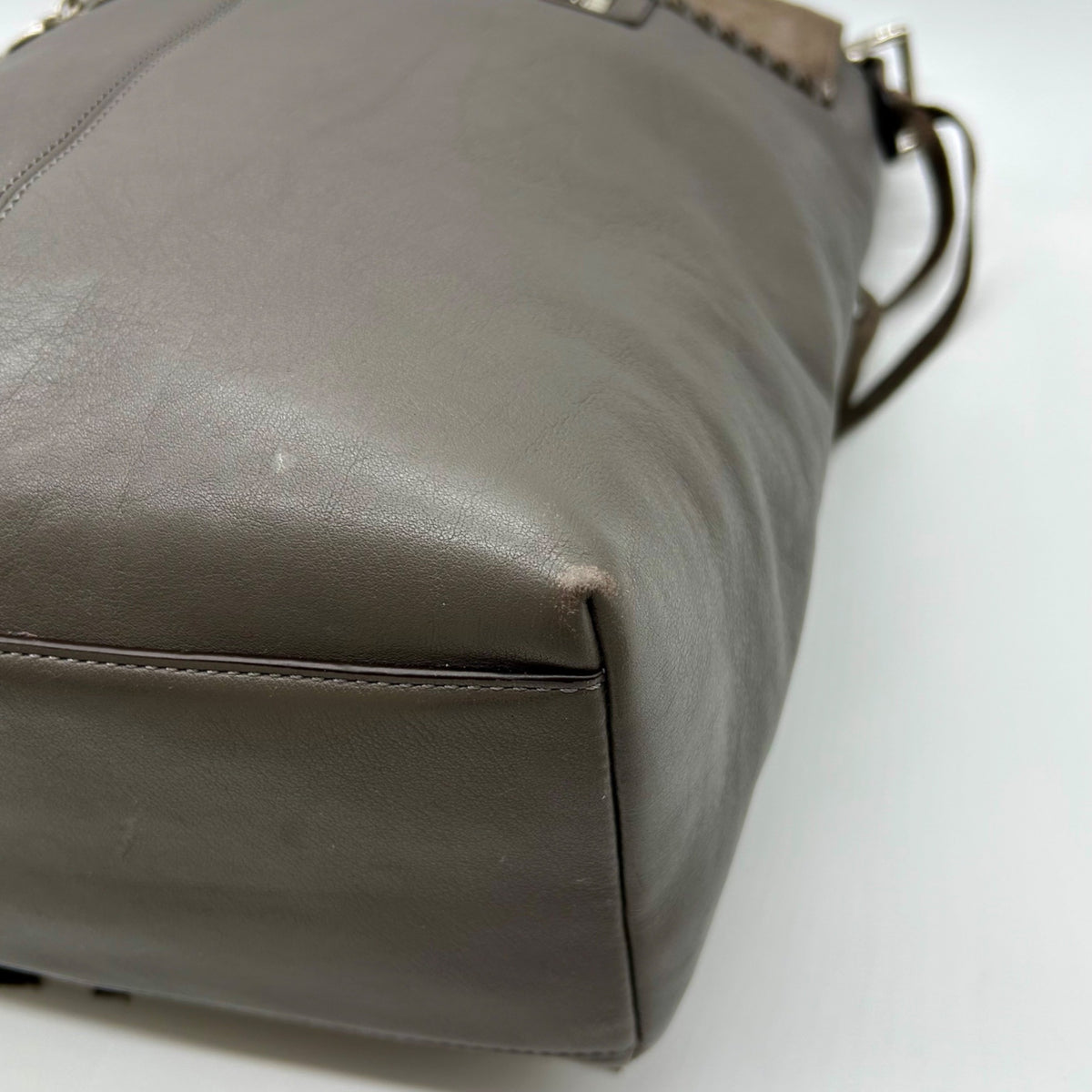 Coach Grey Leather And Suede Fringe Shoulder Bag