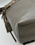 Coach Grey Leather And Suede Fringe Shoulder Bag