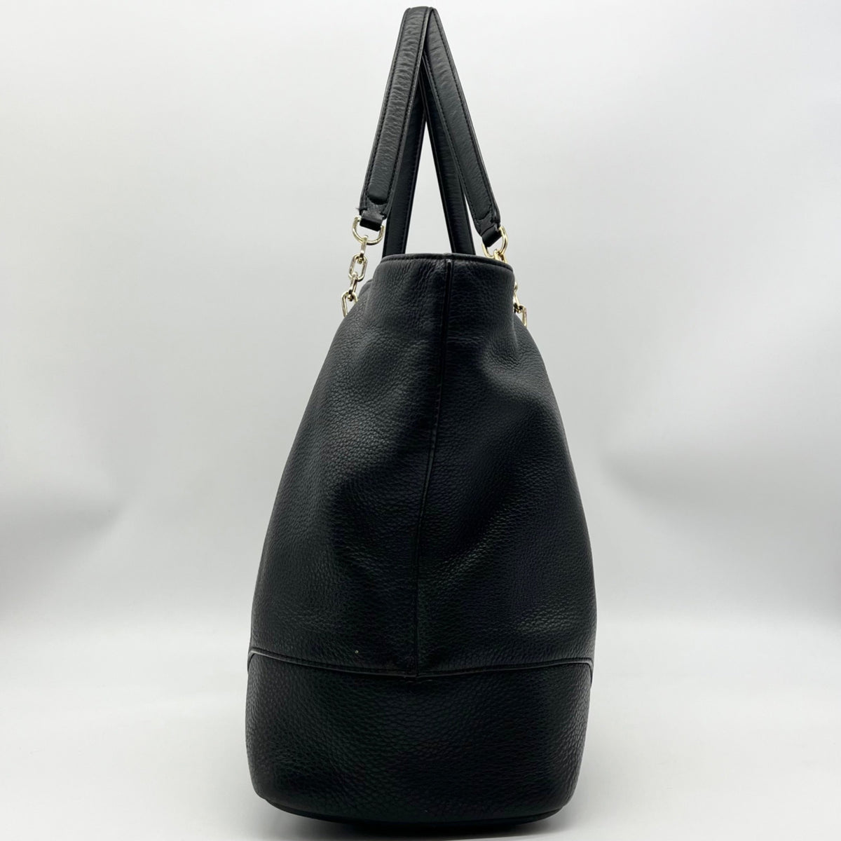 Tory Burch Black Pebbled Leather Carter Chain Tote Bag