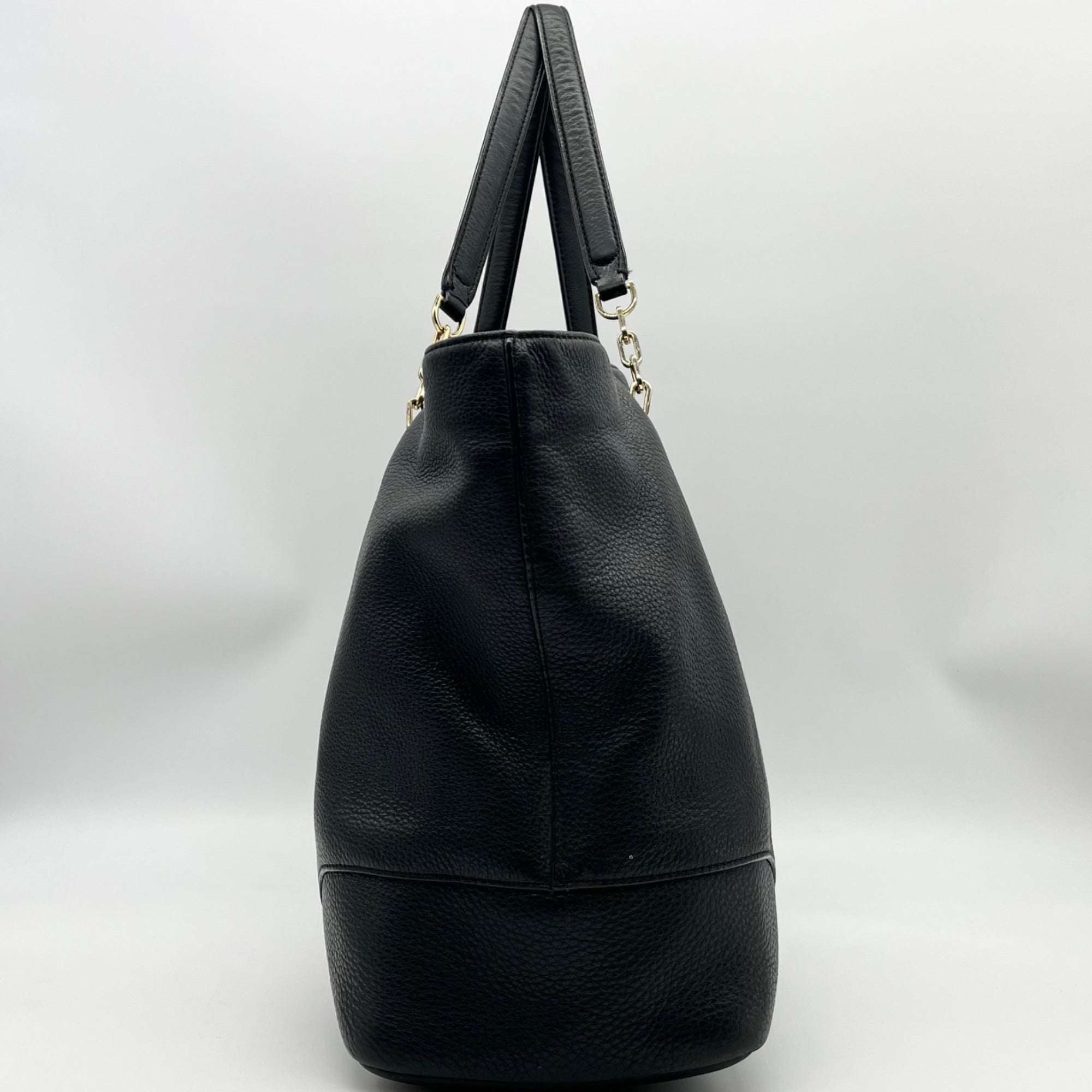 Tory Burch Black Pebbled Leather Carter Chain Tote Bag