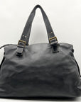 Pulicati Black Pebbled Leather Convertible Satchel Bag