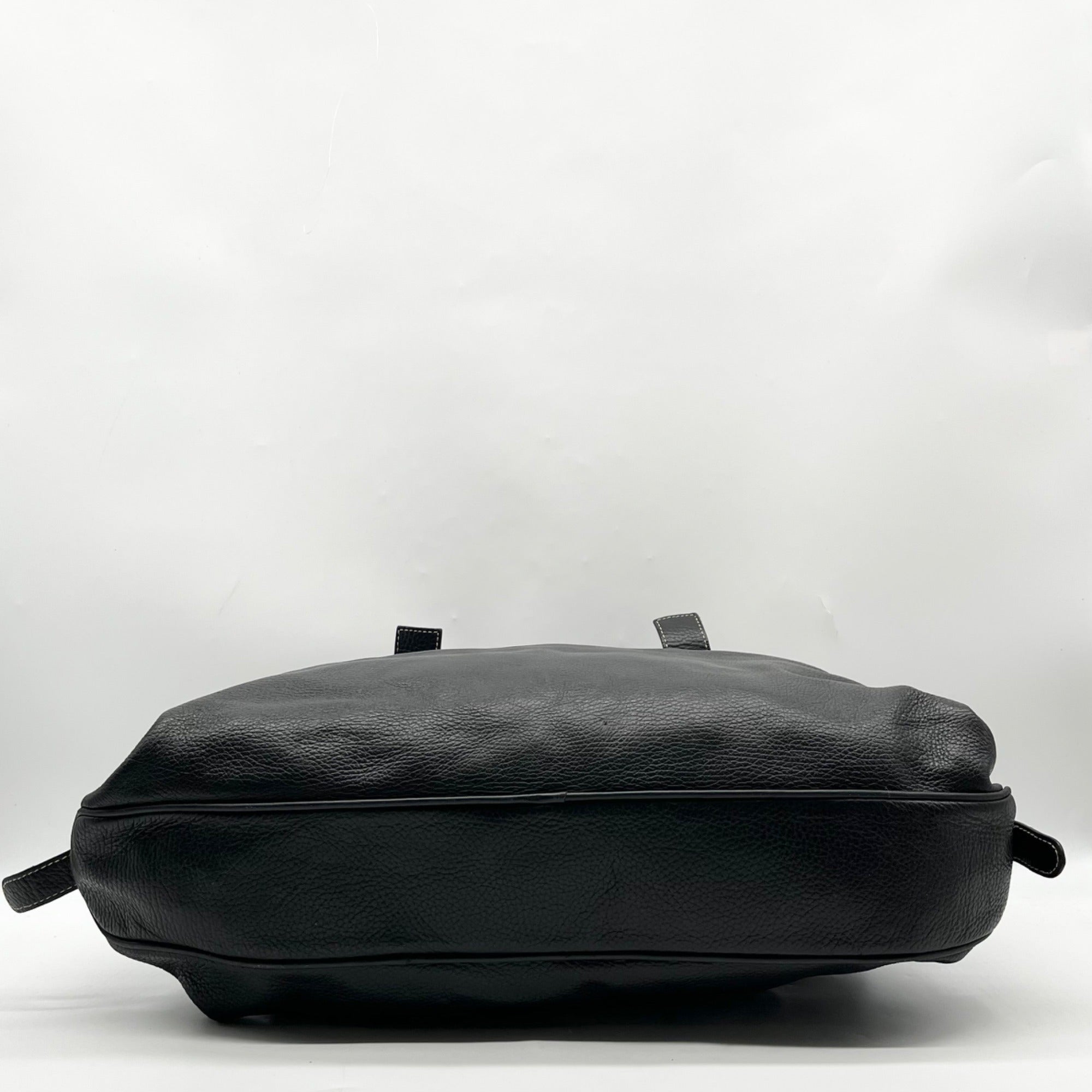 Pulicati Black Pebbled Leather Convertible Satchel Bag