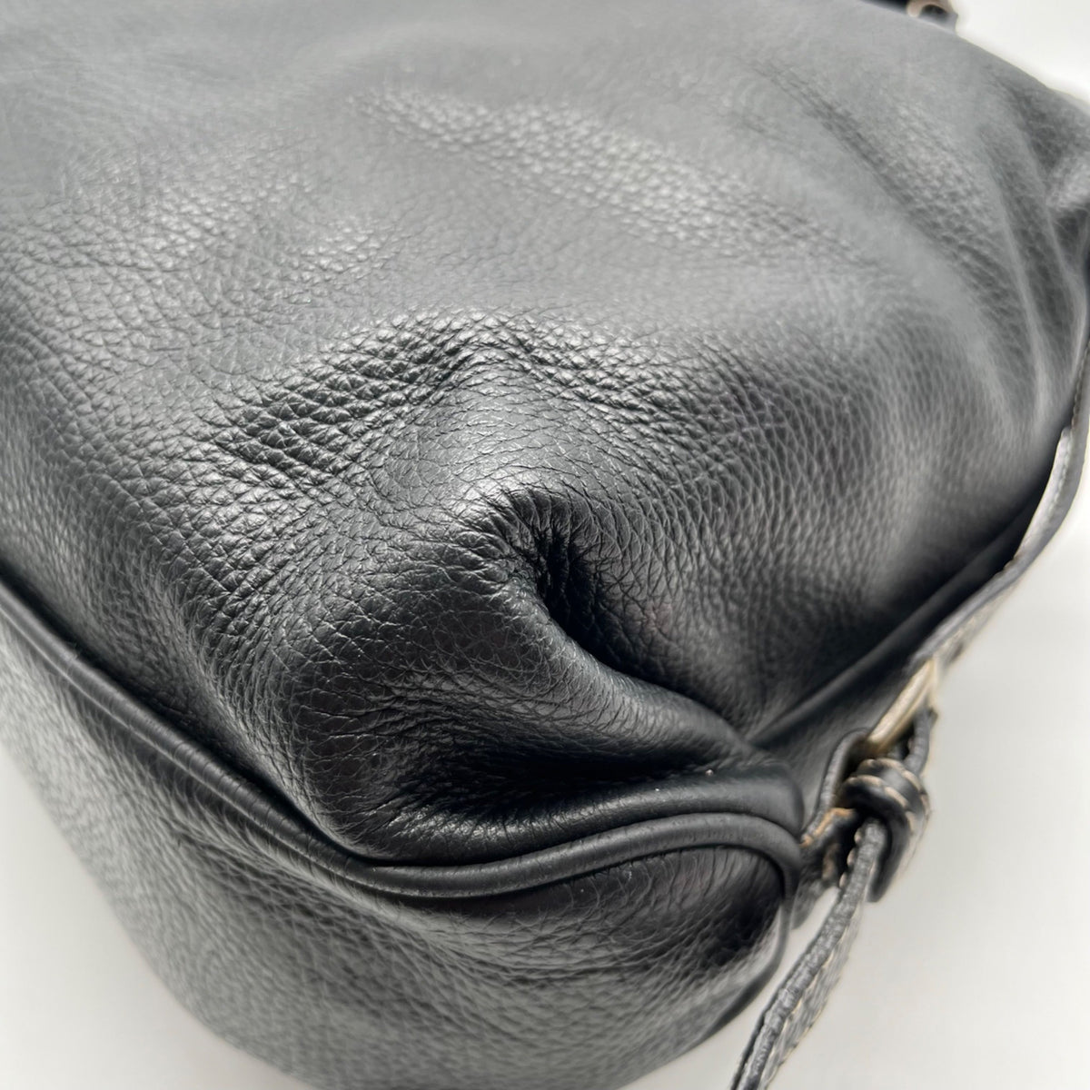 Pulicati Black Pebbled Leather Convertible Satchel Bag