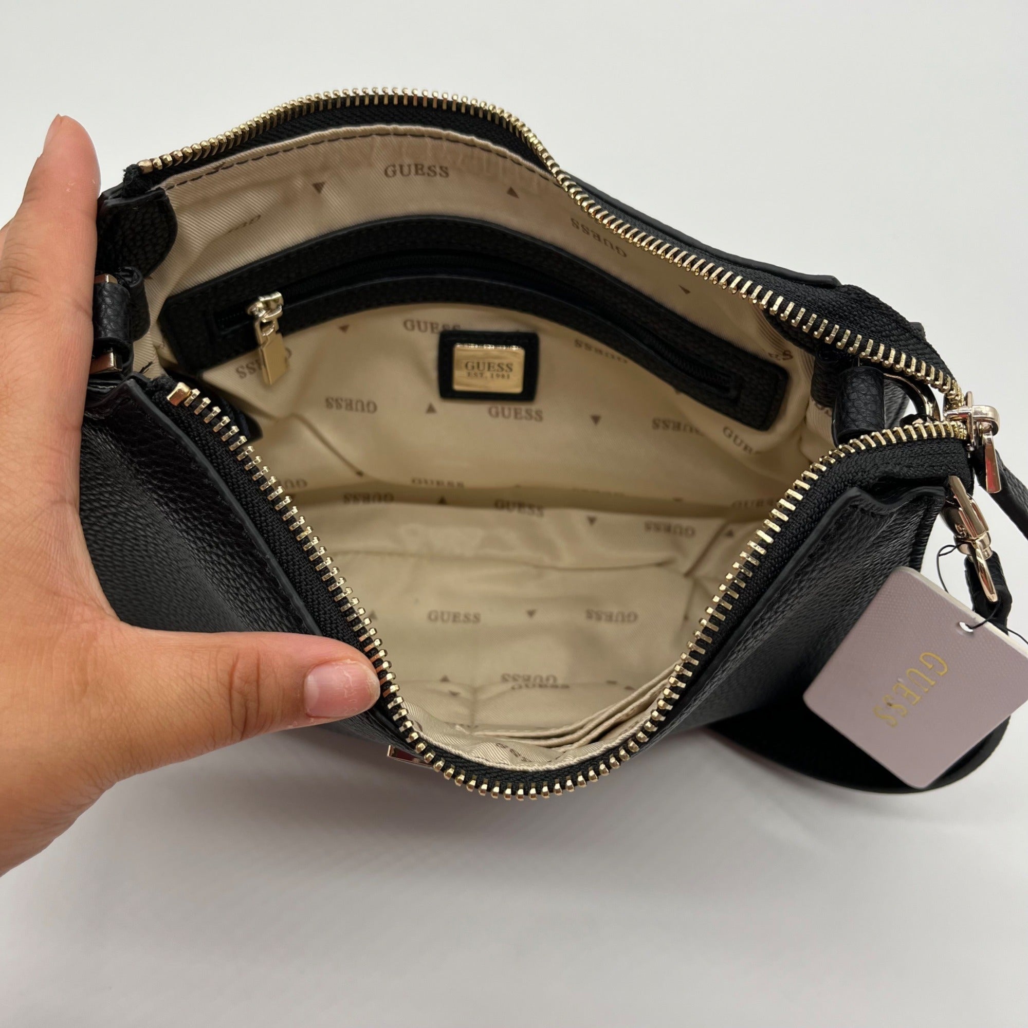 Guess Black Micaela Zip Shoulder Bag