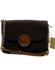 Michael Kors Brown PVC Fulton Gusset Crossbody Bag