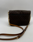 Michael Kors Brown PVC Fulton Gusset Crossbody Bag