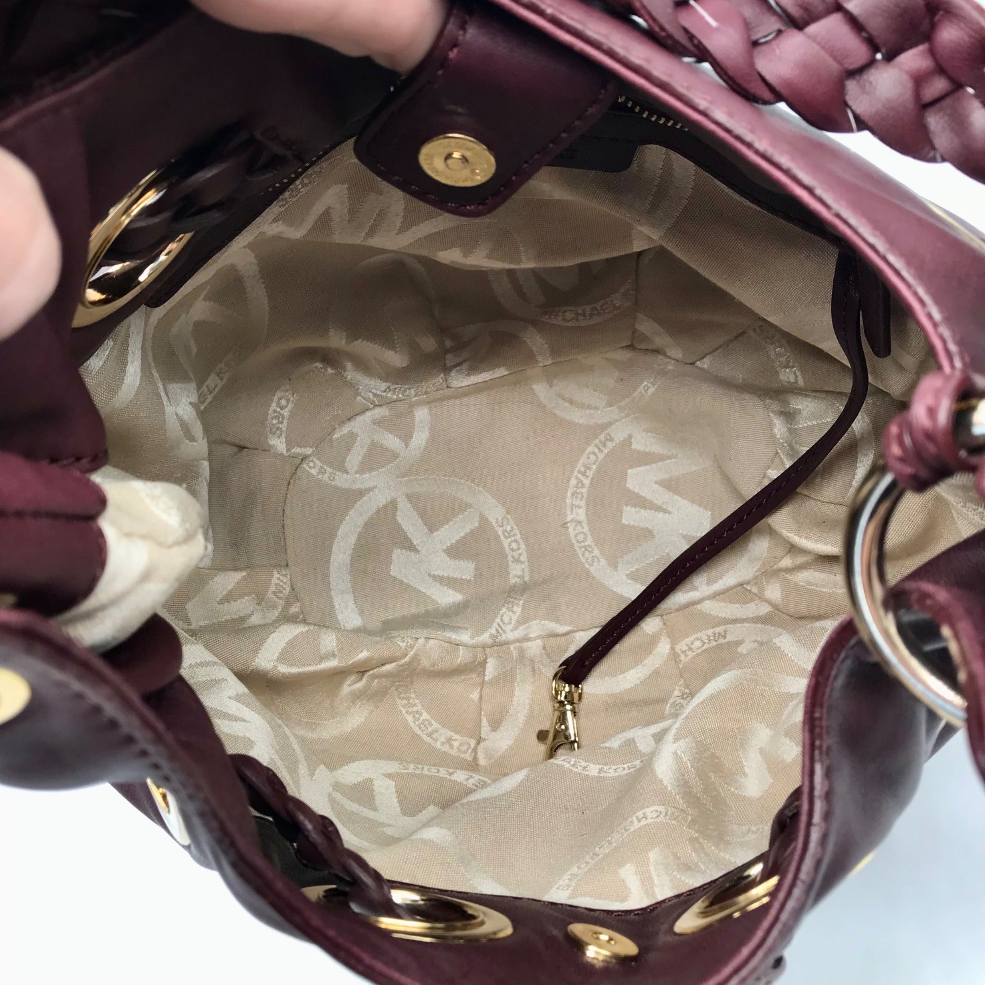 Michael Kors Astor Purple Leather Hobo Shoulder Bag