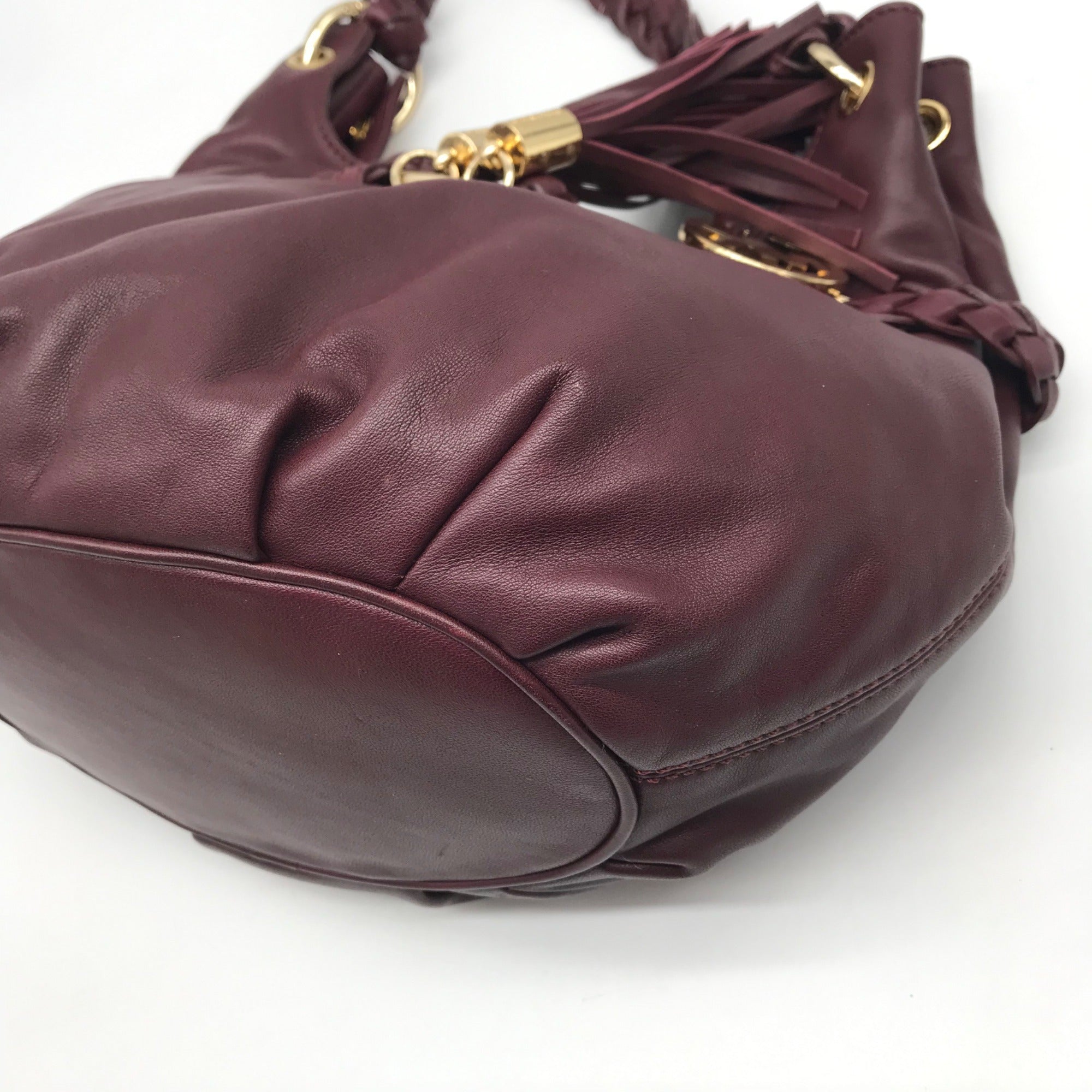 Michael Kors Astor Purple Leather Hobo Shoulder Bag