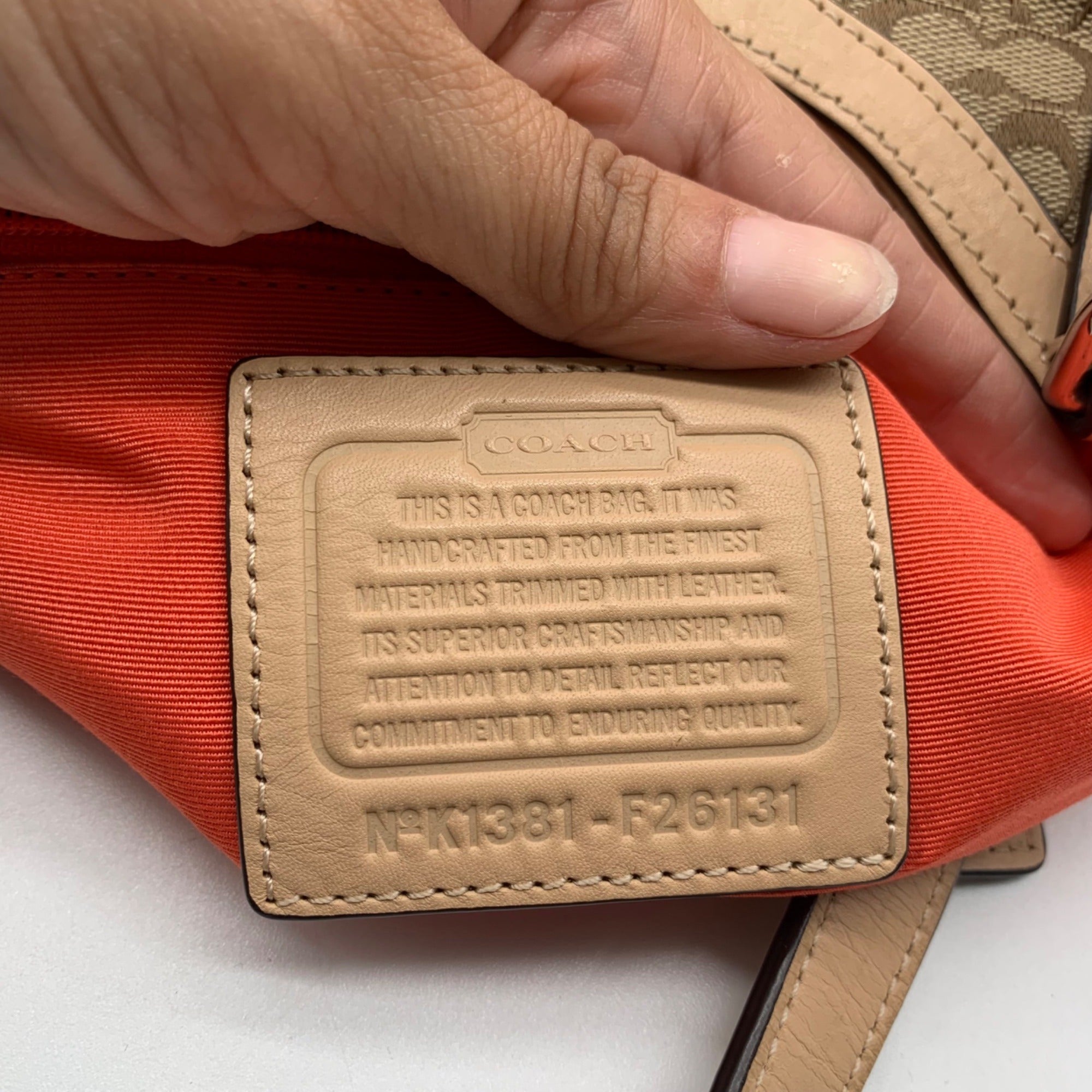 Coach Khaki Signature Stripe Devin Shoulder Bag-F26131