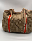 Coach Khaki Signature Stripe Devin Shoulder Bag-F26131