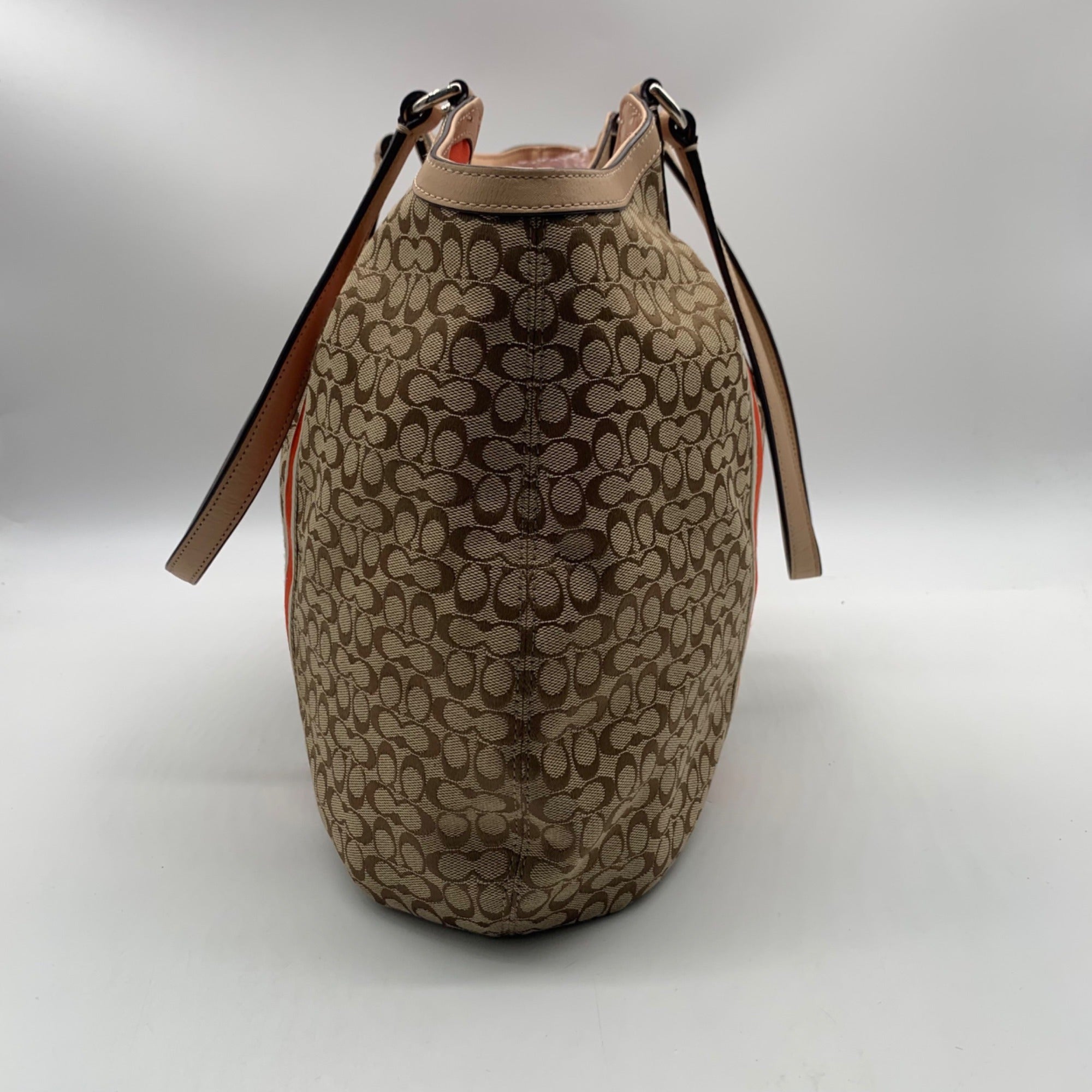 Coach Khaki Signature Stripe Devin Shoulder Bag-F26131