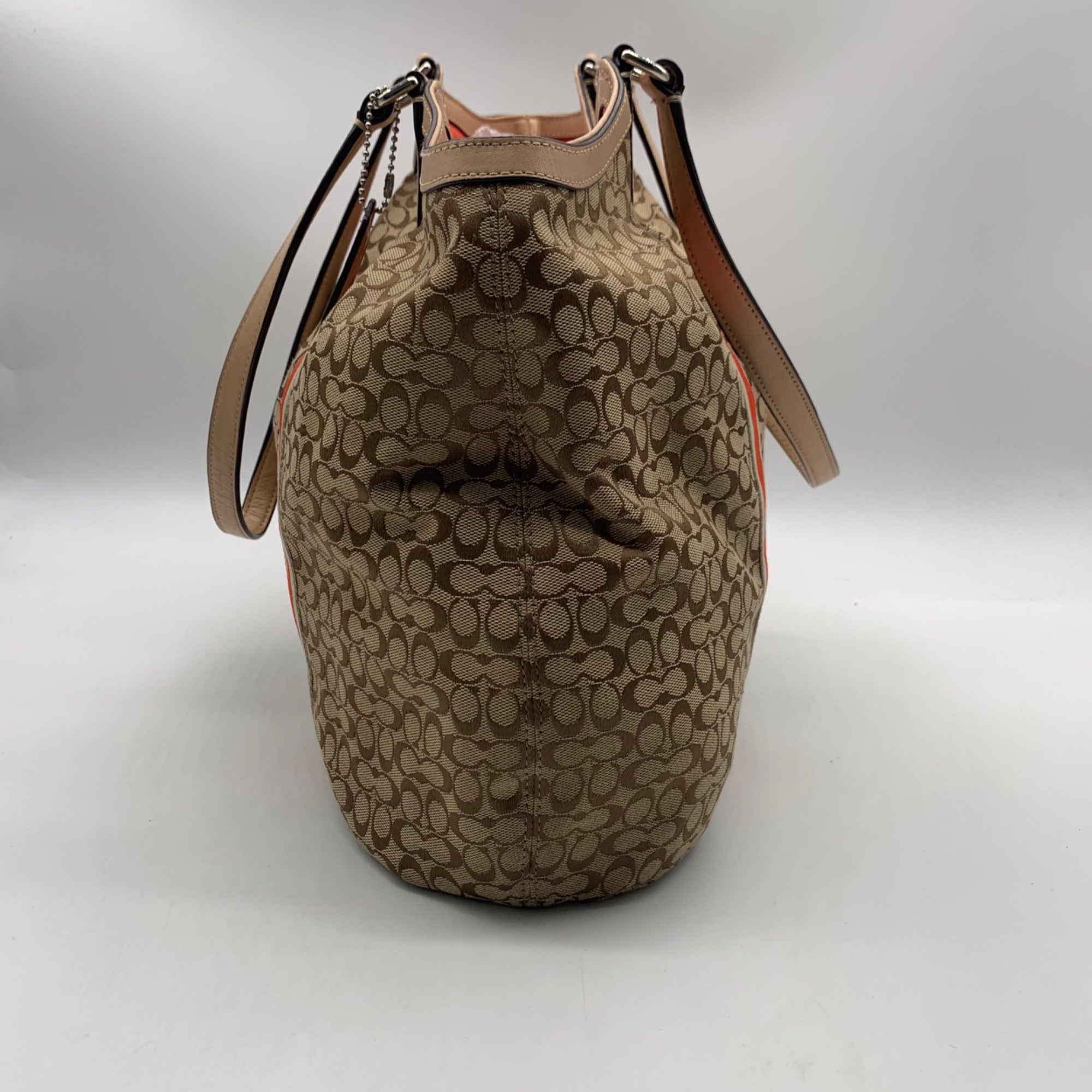 Coach Khaki Signature Stripe Devin Shoulder Bag-F26131