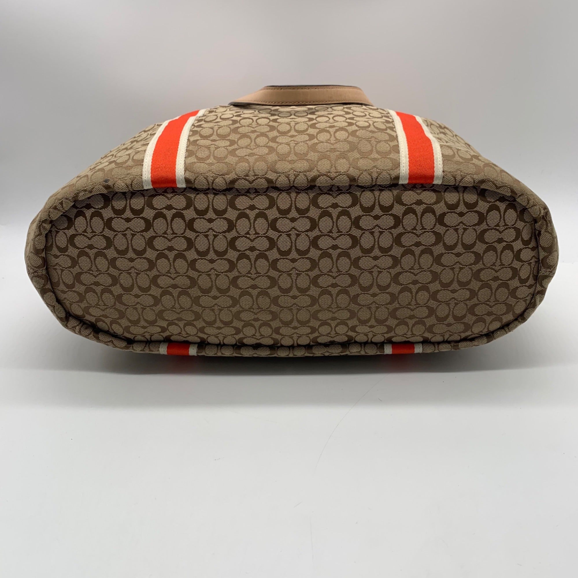 Coach Khaki Signature Stripe Devin Shoulder Bag-F26131