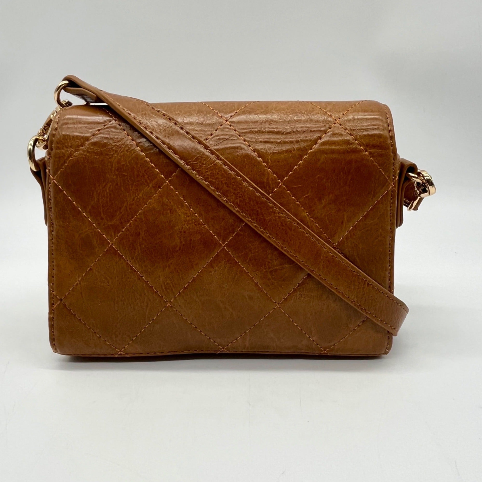 MMS Brand Brown Faux Leather Shoulder Bag