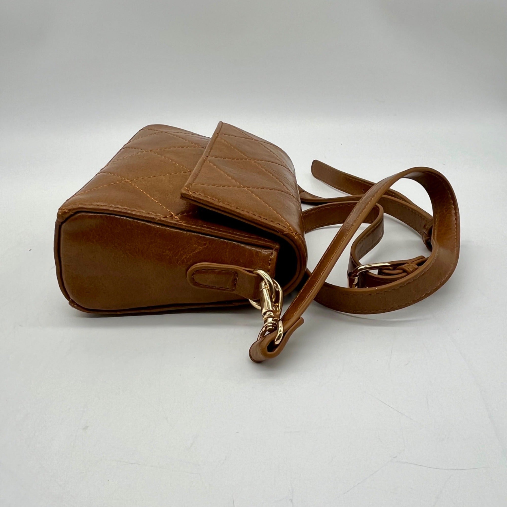 MMS Brand Brown Faux Leather Shoulder Bag