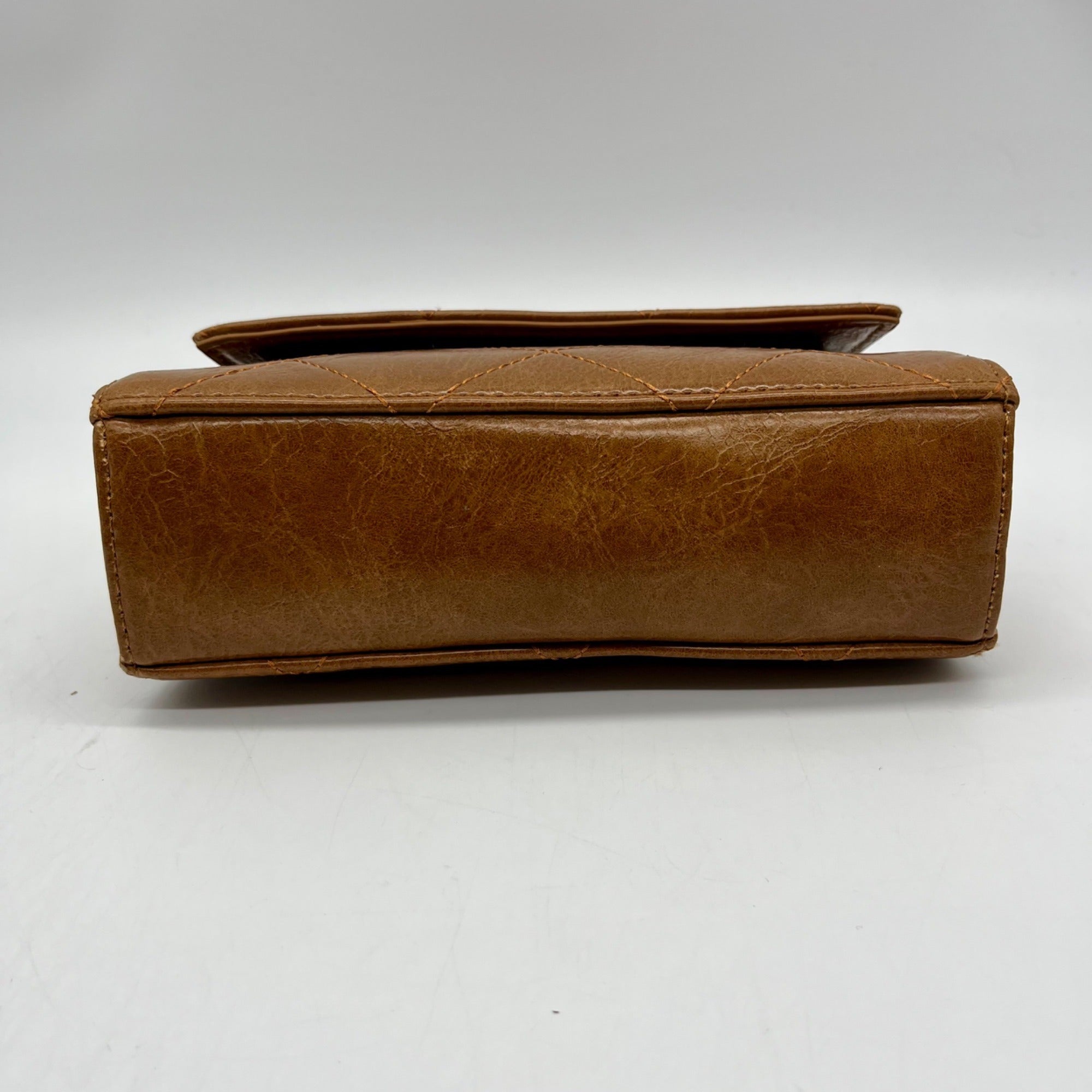 MMS Brand Brown Faux Leather Shoulder Bag