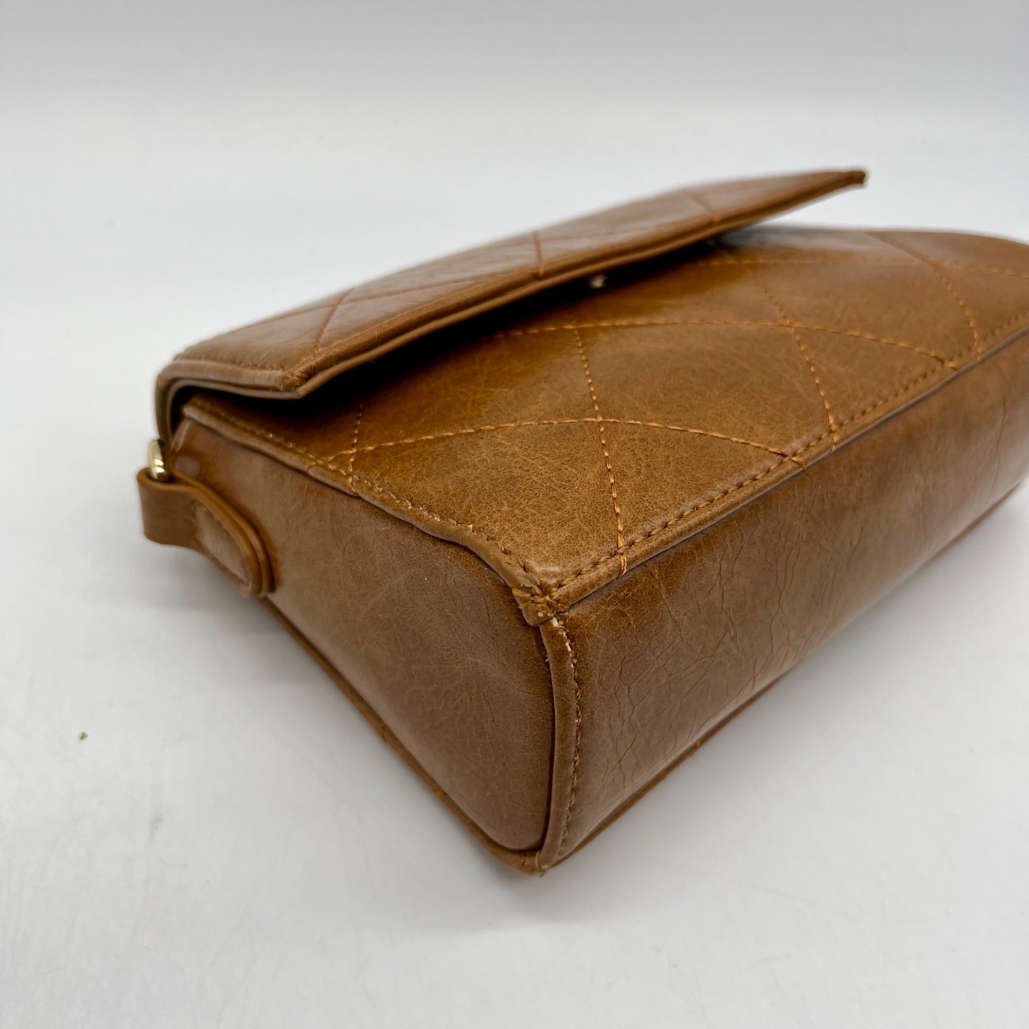 MMS Brand Brown Faux Leather Shoulder Bag