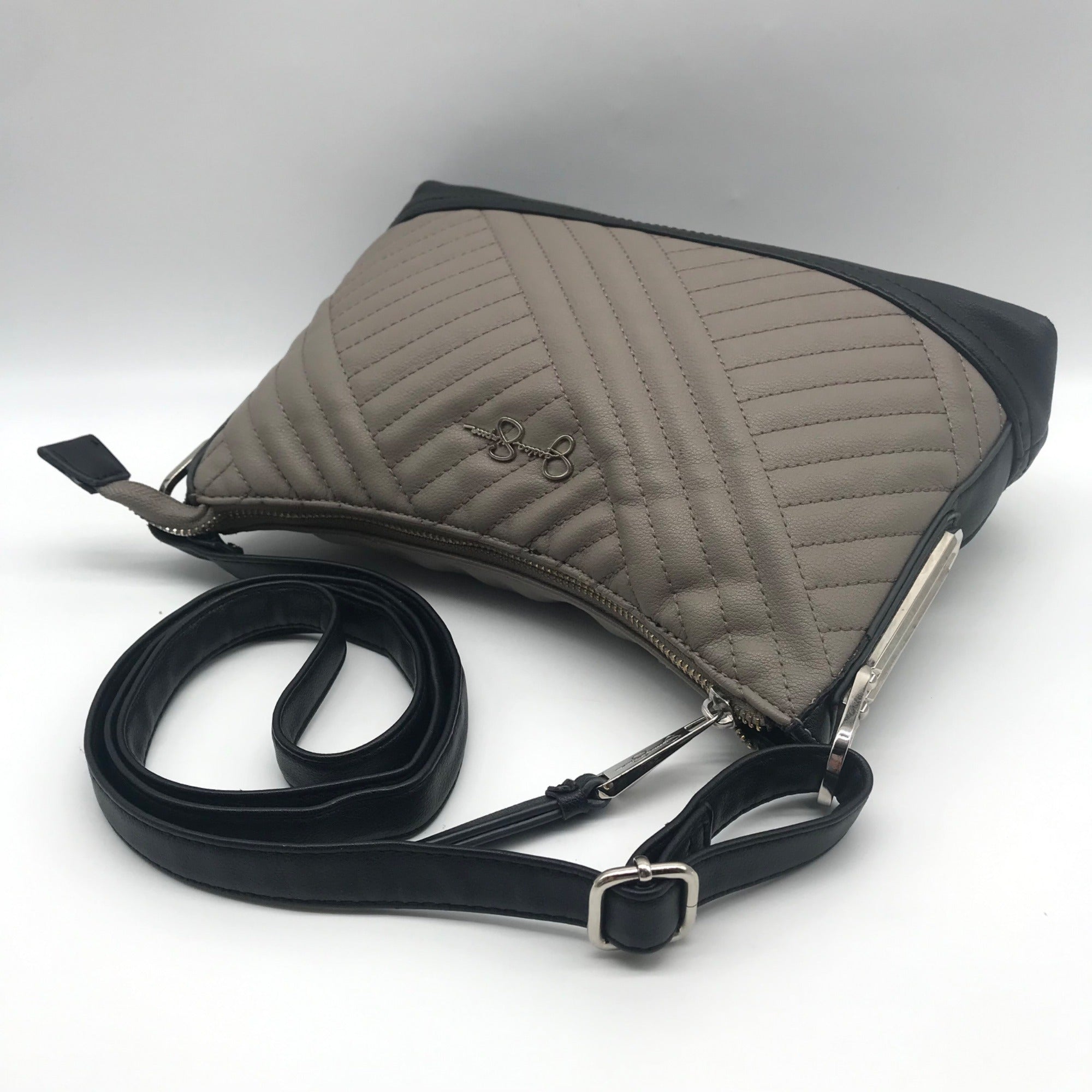 Jessica Simpson Quilted Grey &amp; Black Colorblock Crossbody