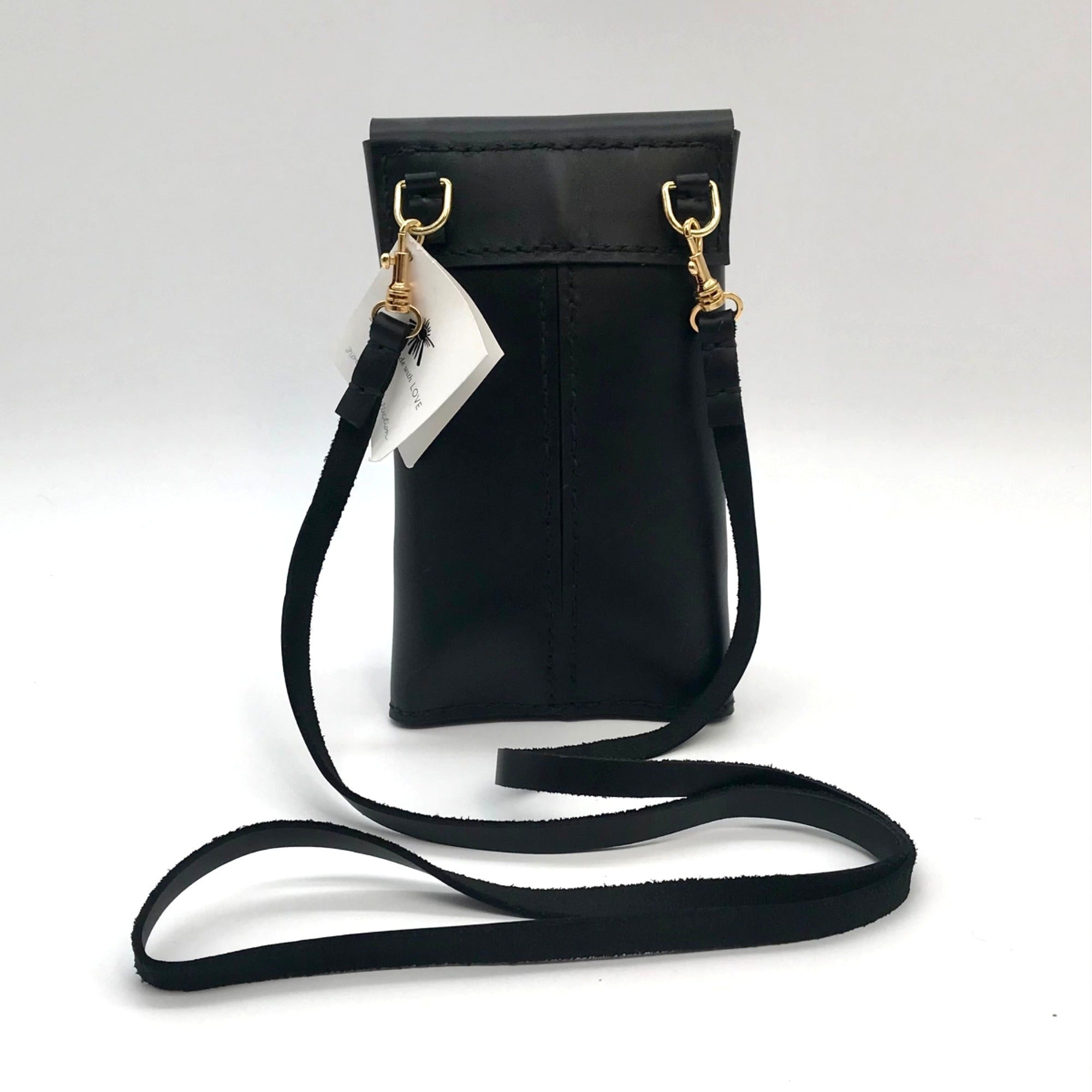 Noonday Collection Black Leather Briana Crossbody Phone Case