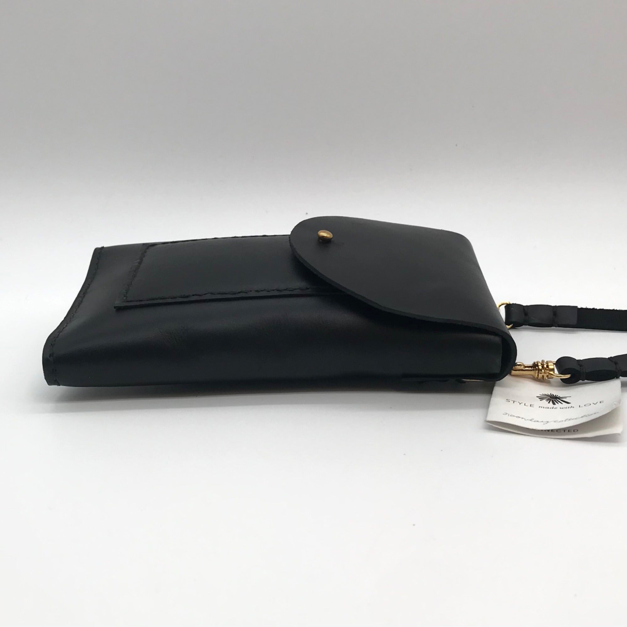 Noonday Collection Black Leather Briana Crossbody Phone Case