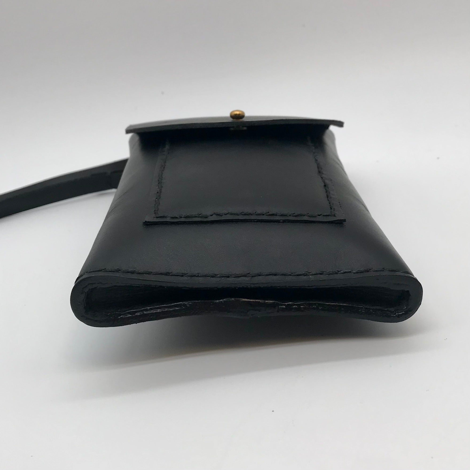 Noonday Collection Black Leather Briana Crossbody Phone Case