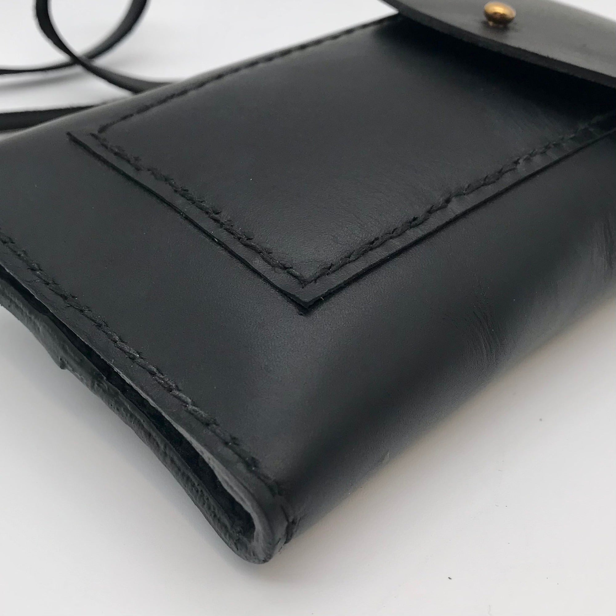 Noonday Collection Black Leather Briana Crossbody Phone Case