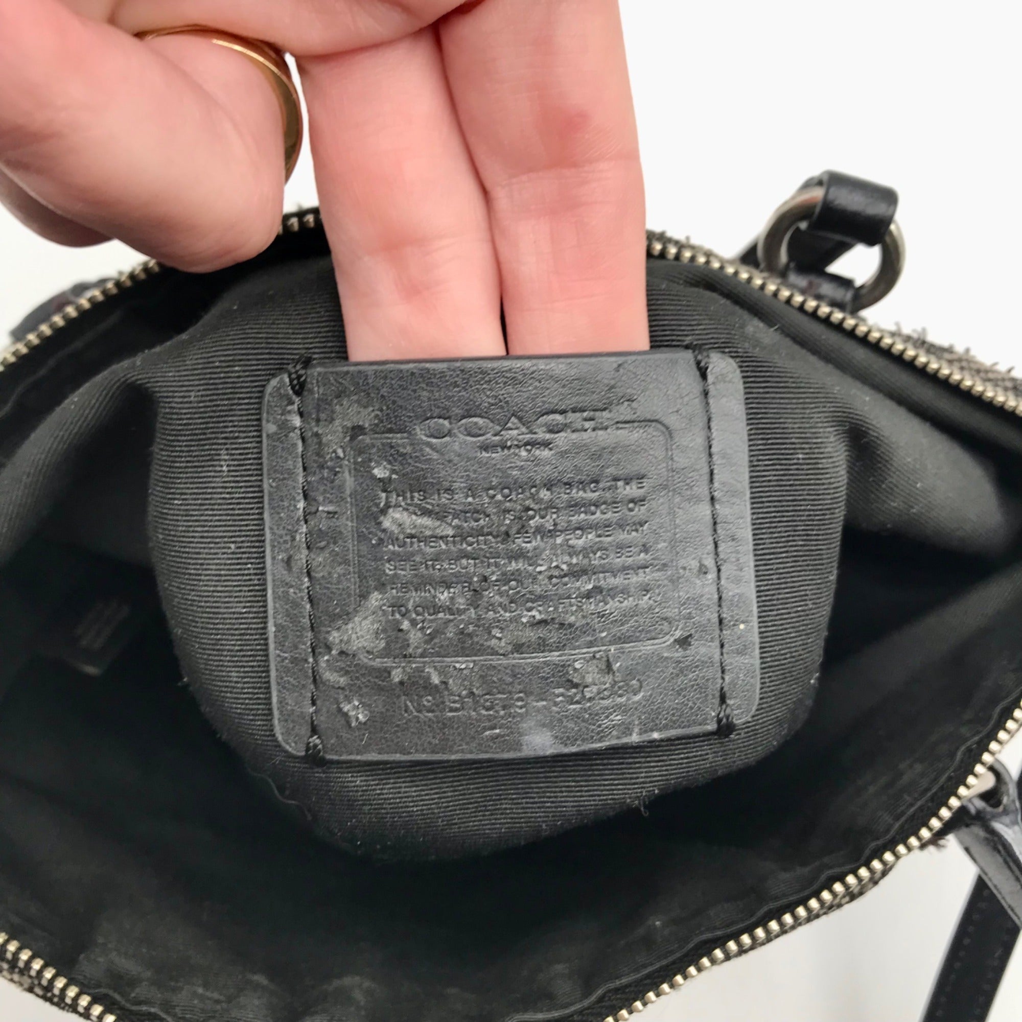 Coach Black And Grey Jacquard Canvas Mini Kelsey Satchel