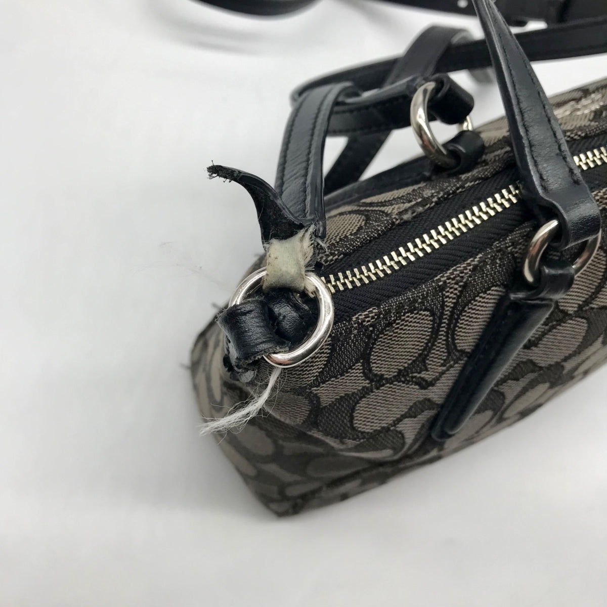 Coach Black And Grey Jacquard Canvas Mini Kelsey Satchel