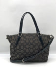 Coach Black And Grey Jacquard Canvas Mini Kelsey Satchel