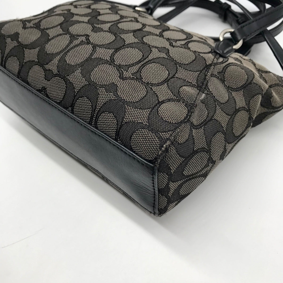Coach Black And Grey Jacquard Canvas Mini Kelsey Satchel