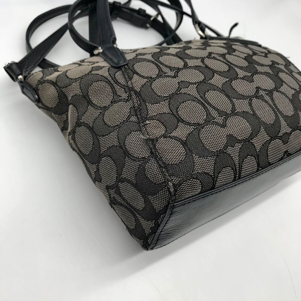 Coach Black And Grey Jacquard Canvas Mini Kelsey Satchel