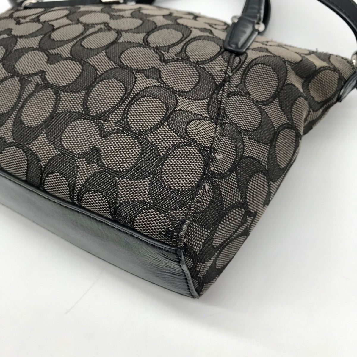 Coach Black And Grey Jacquard Canvas Mini Kelsey Satchel