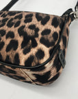 Nine West Brown Leopard Print Nylon Mini Shoulder Bag