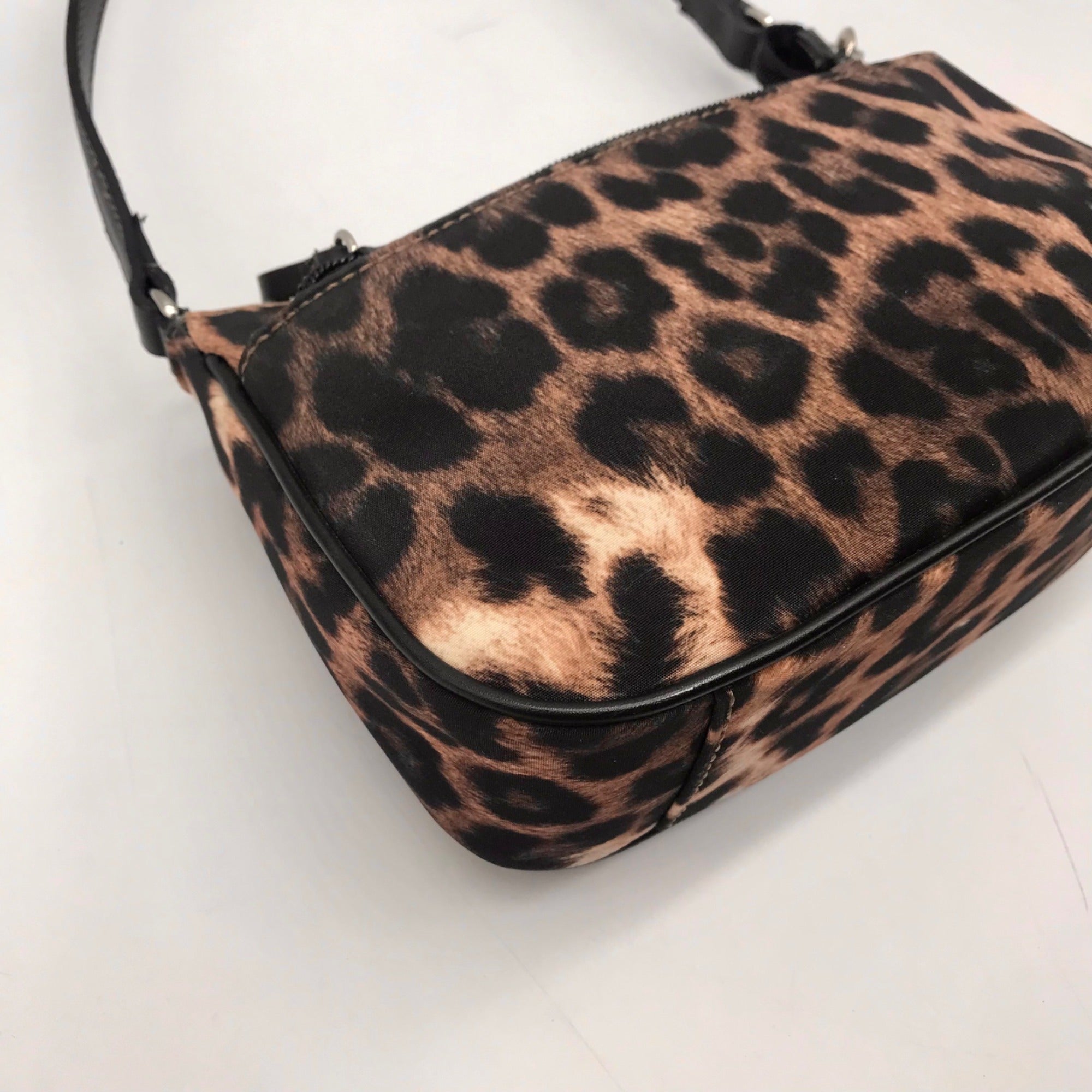 Nine West Brown Leopard Print Nylon Mini Shoulder Bag