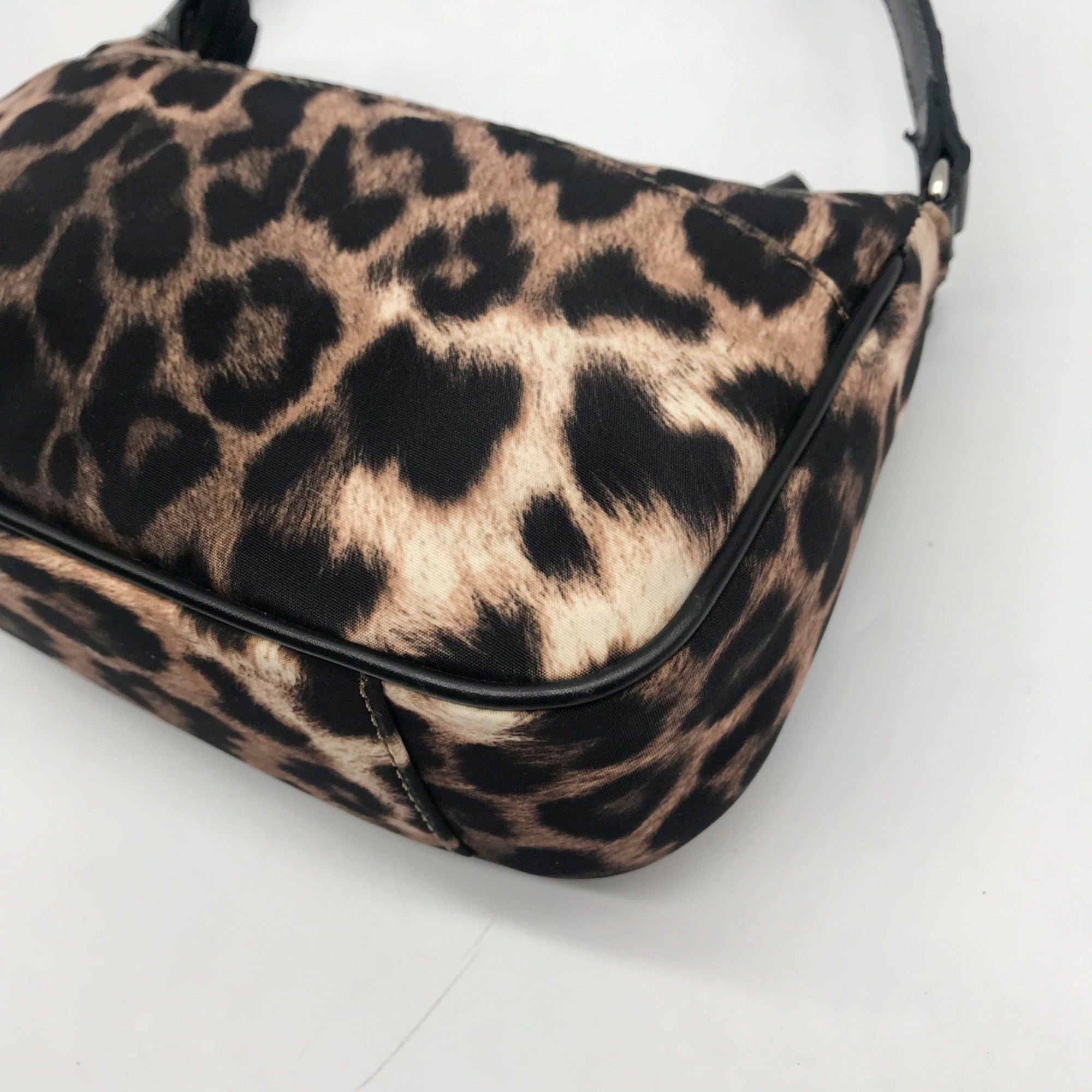 Nine West Brown Leopard Print Nylon Mini Shoulder Bag