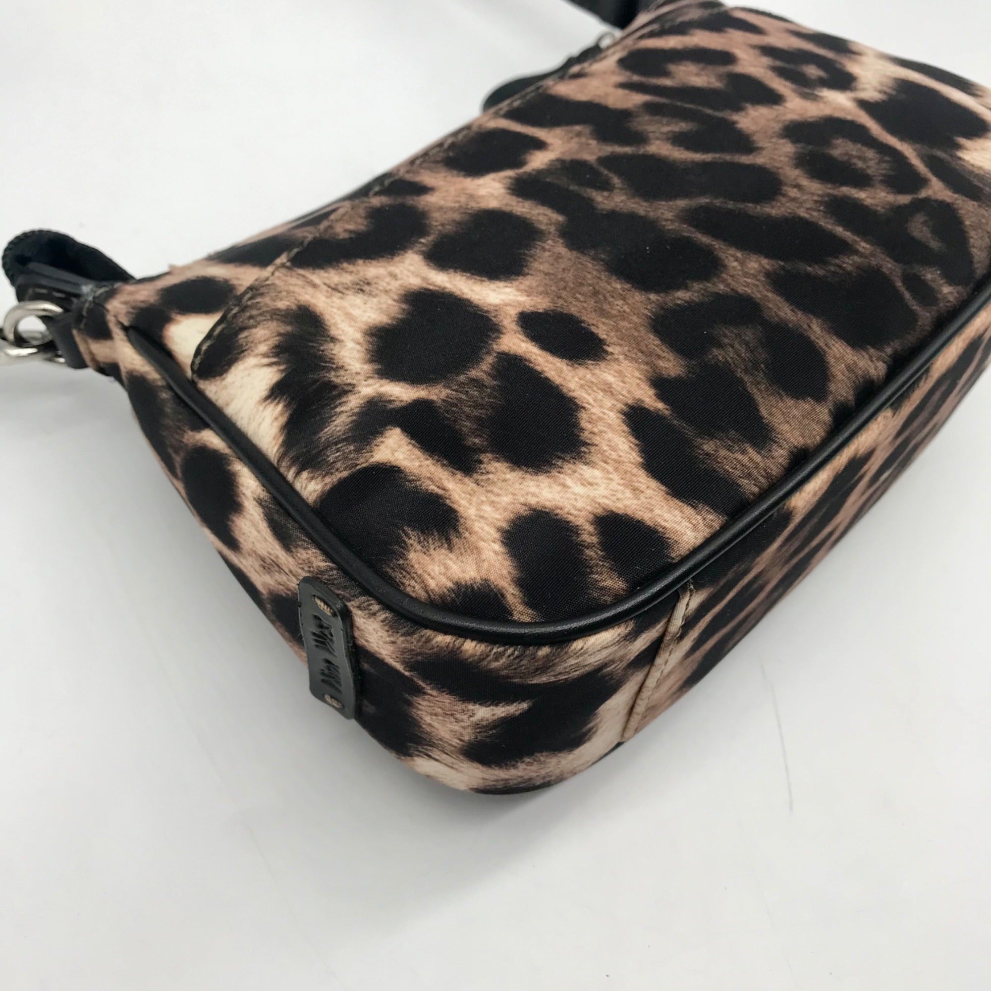 Nine West Brown Leopard Print Nylon Mini Shoulder Bag