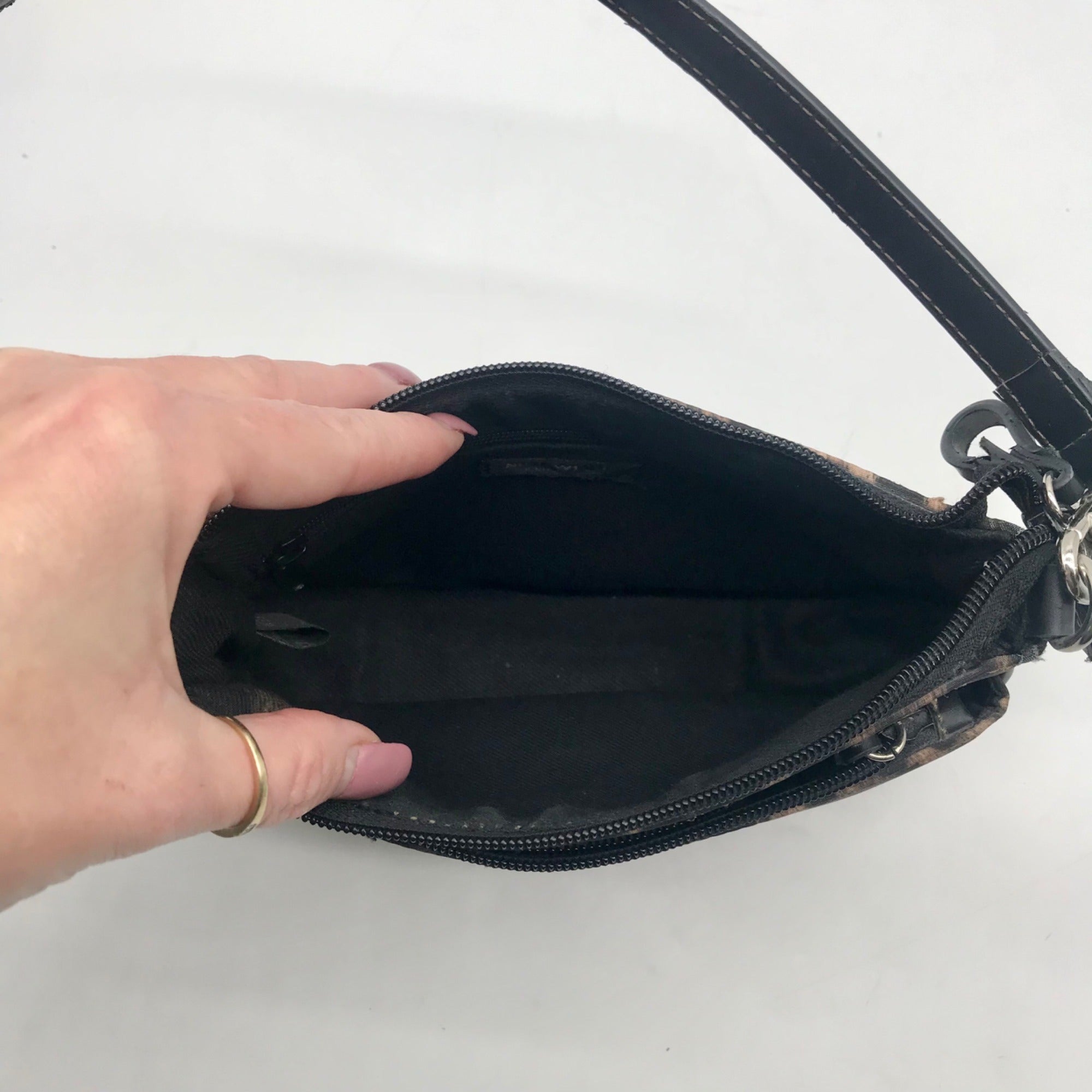 Nine West Brown Leopard Print Nylon Mini Shoulder Bag