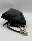 Tory Burch Black Pebbled Leather Bombe Fold-Over Clutch/Crossbody Bag