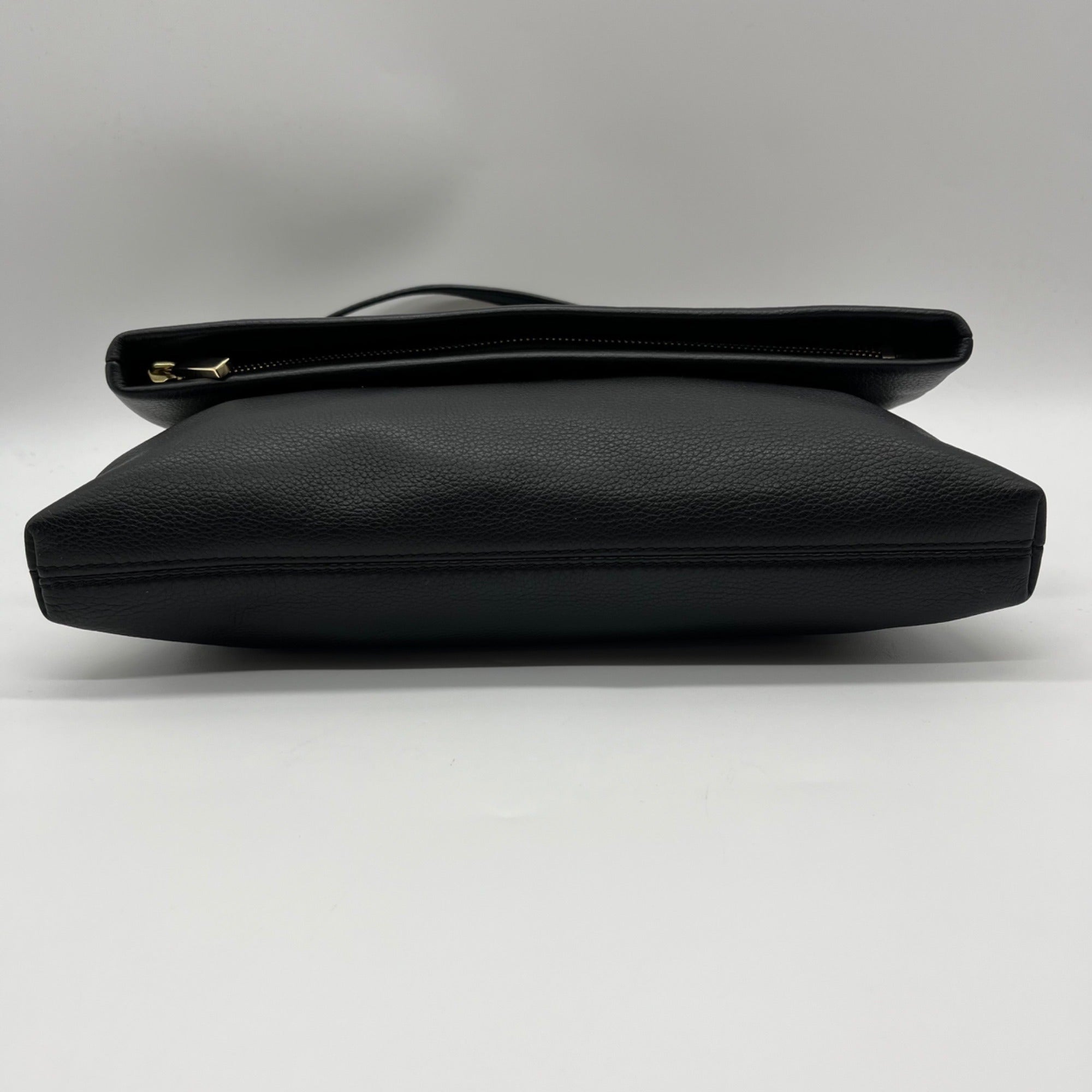 Tory Burch Black Pebbled Leather Bombe Fold-Over Clutch/Crossbody Bag