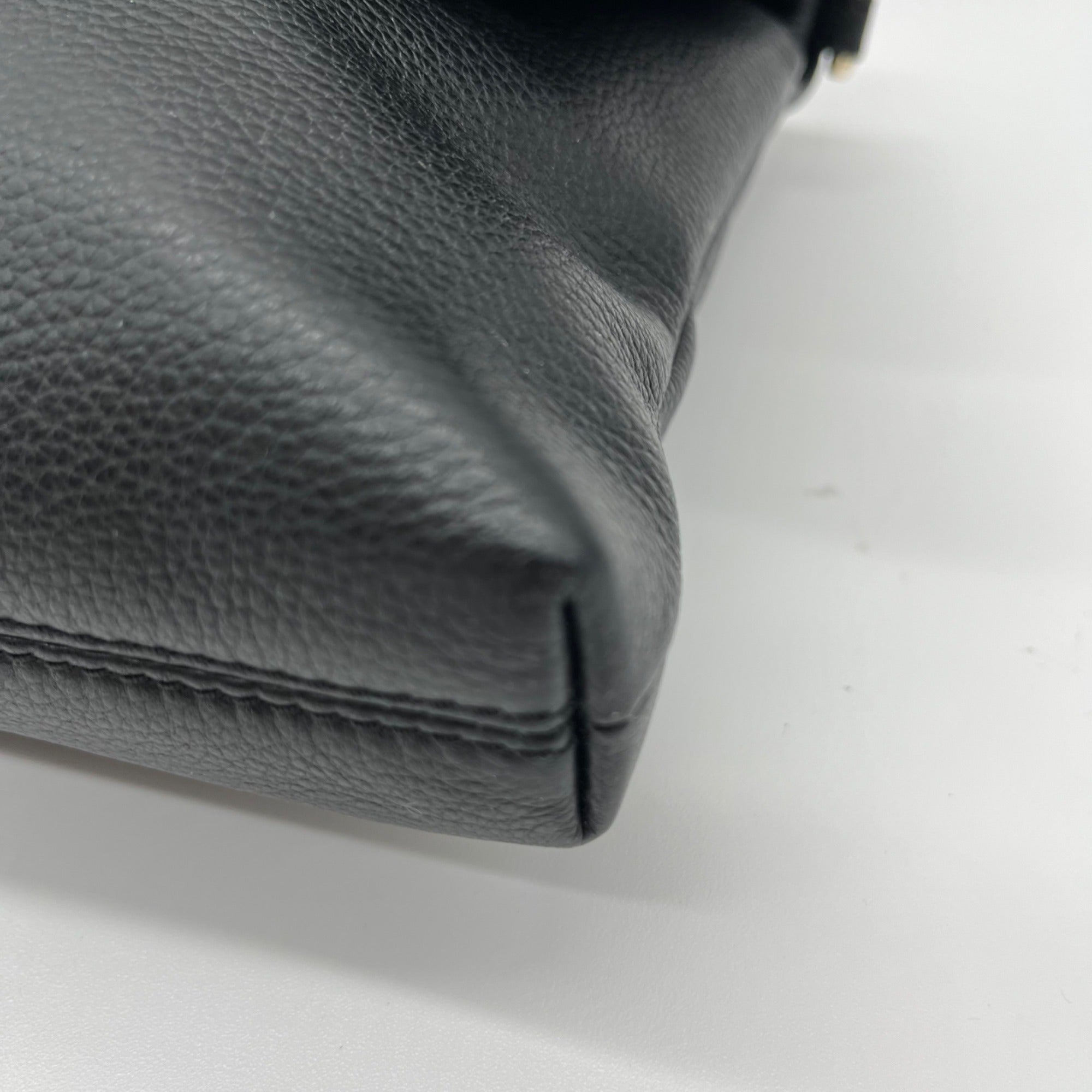 Tory Burch Black Pebbled Leather Bombe Fold-Over Clutch/Crossbody Bag