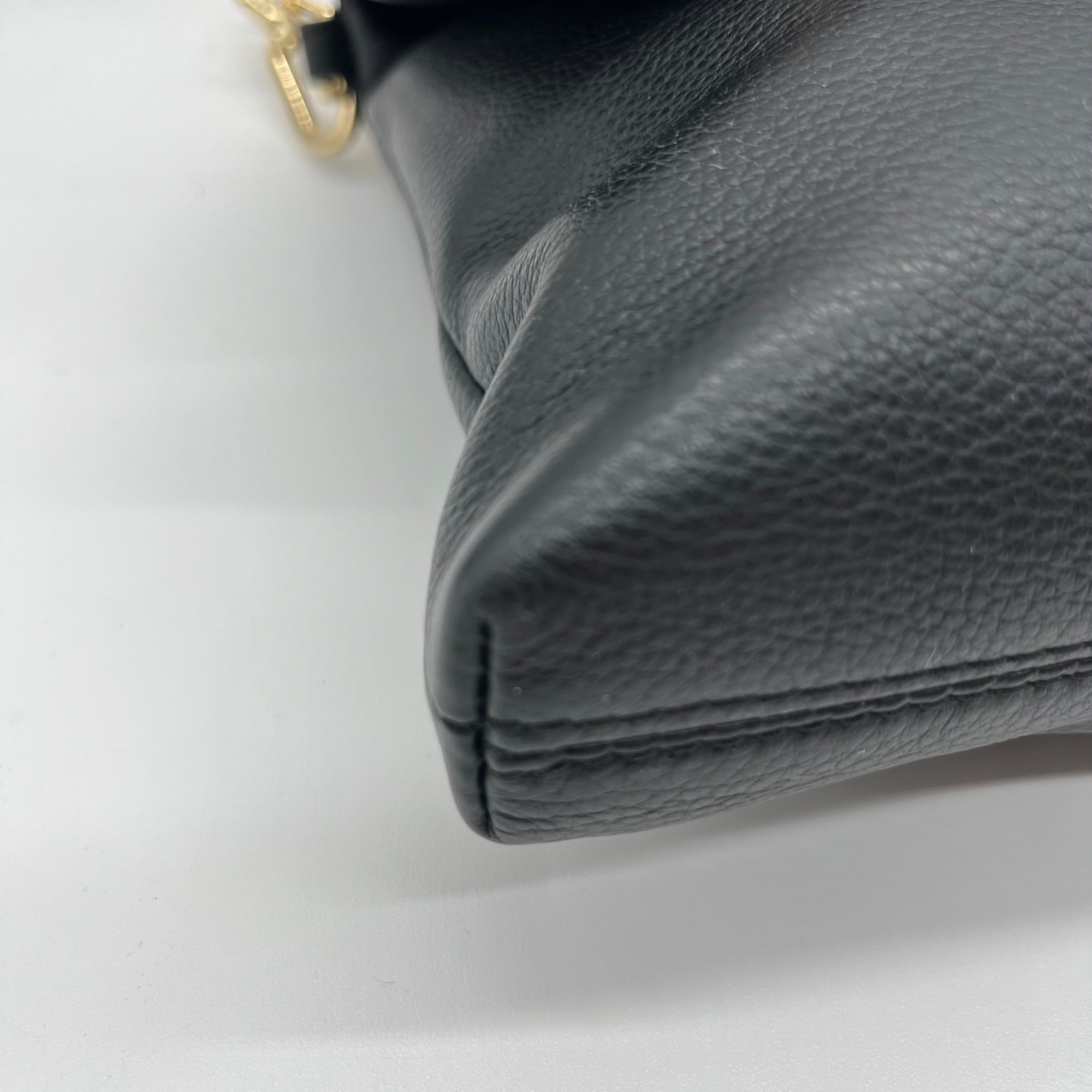 Tory Burch Black Pebbled Leather Bombe Fold-Over Clutch/Crossbody Bag