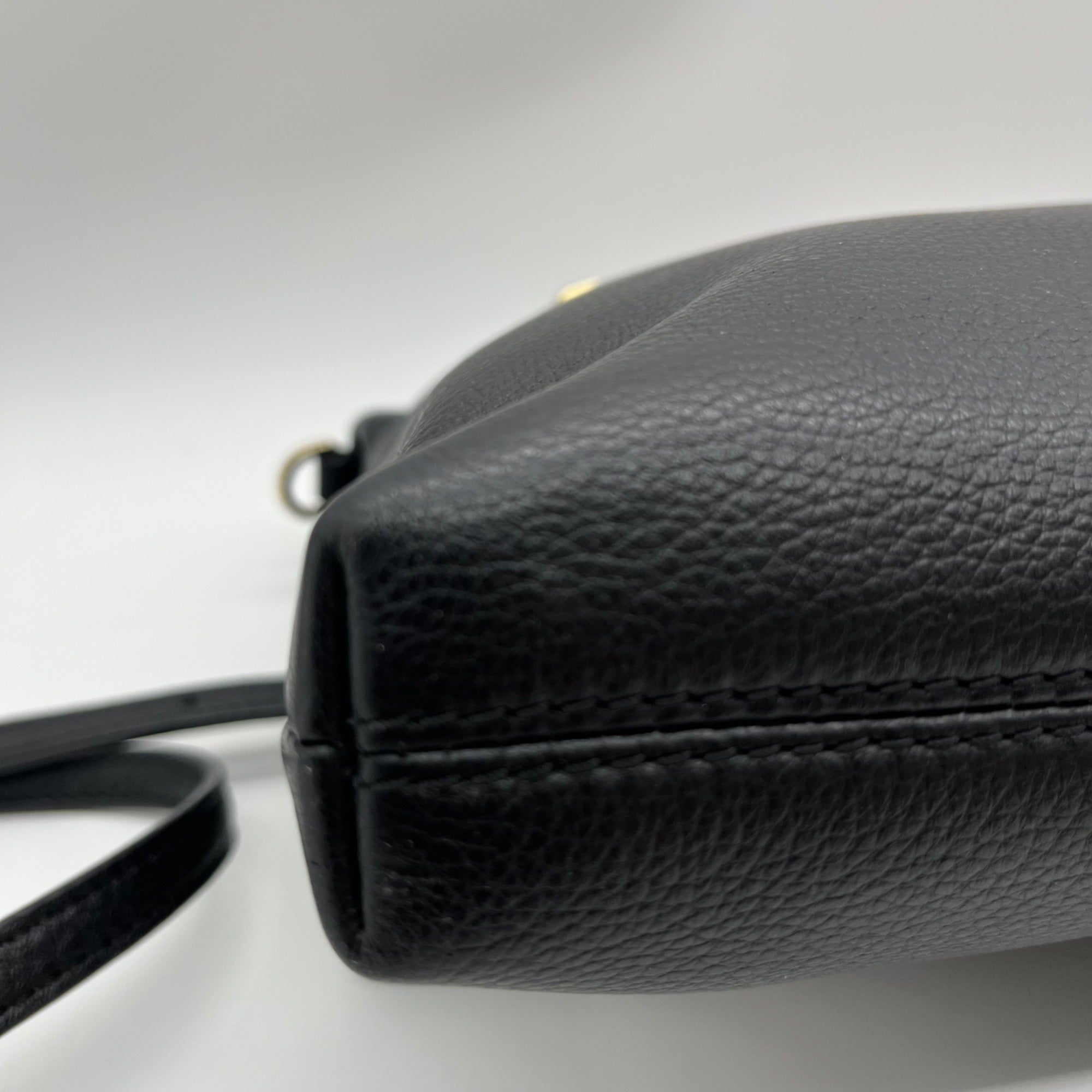 Tory Burch Black Pebbled Leather Bombe Fold-Over Clutch/Crossbody Bag