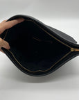Tory Burch Black Pebbled Leather Bombe Fold-Over Clutch/Crossbody Bag