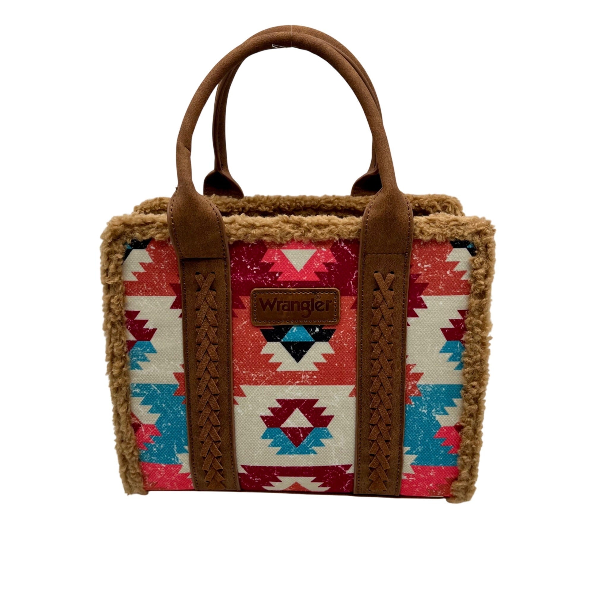 Wrangler Multicolor Fabric Aztec Sherpa Trim Satchel Bag