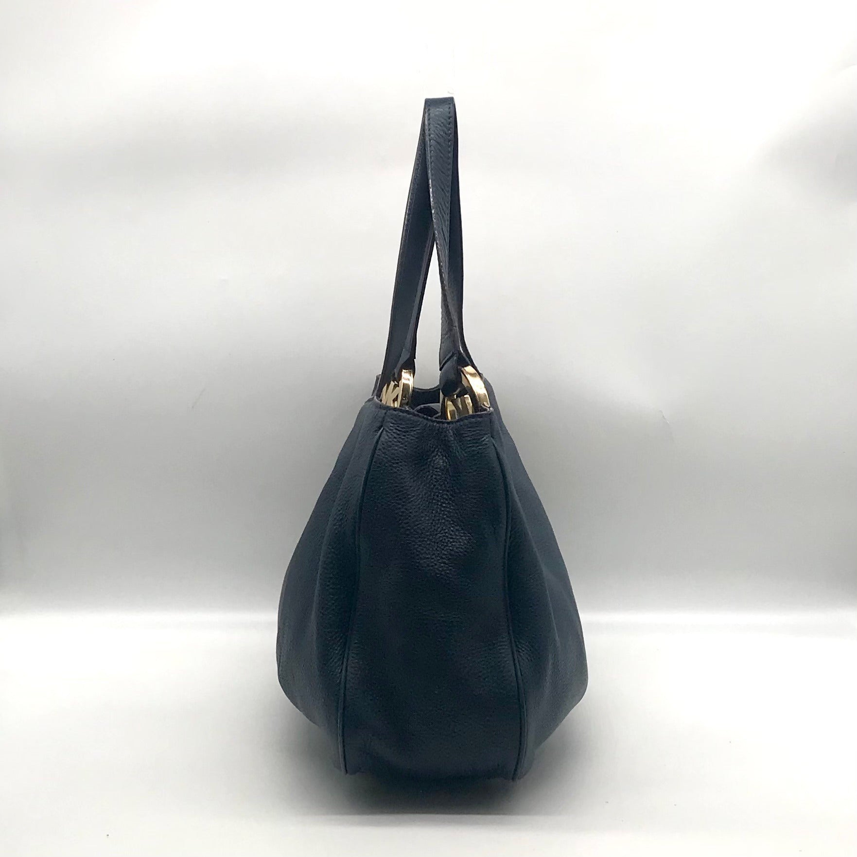 Michael Kors Navy Blue Pebbled Leather Fulton East West Tote